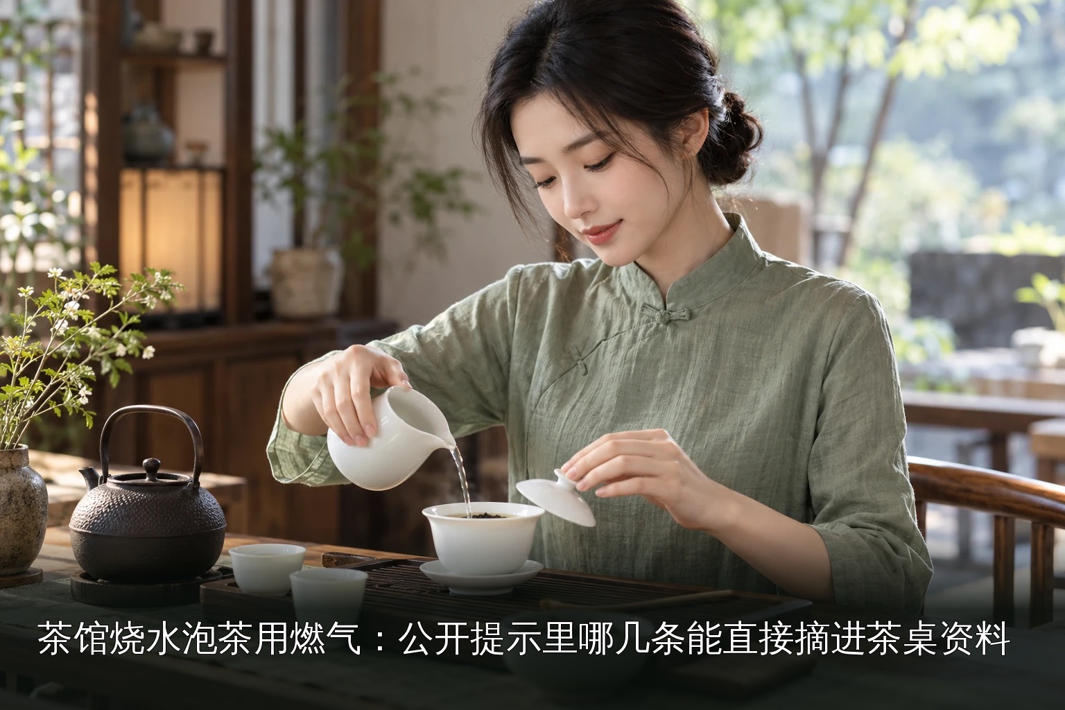 年轻女性品茶主题图|新中式盖碗冲泡